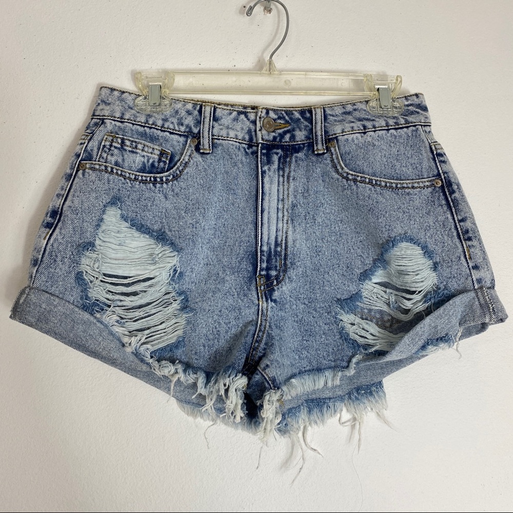 Forever 21 Trashed Distressed High Waist Cutoff Shorts 29